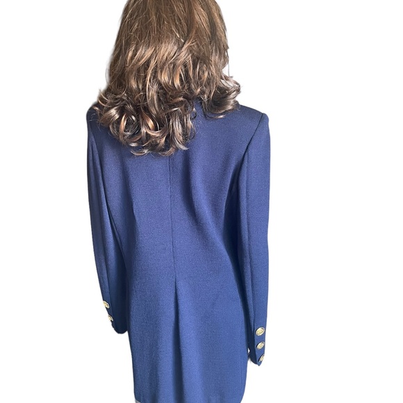 St. John collection Layered wool knit blue gold blazer/coat size 12 - Picture 3 of 16